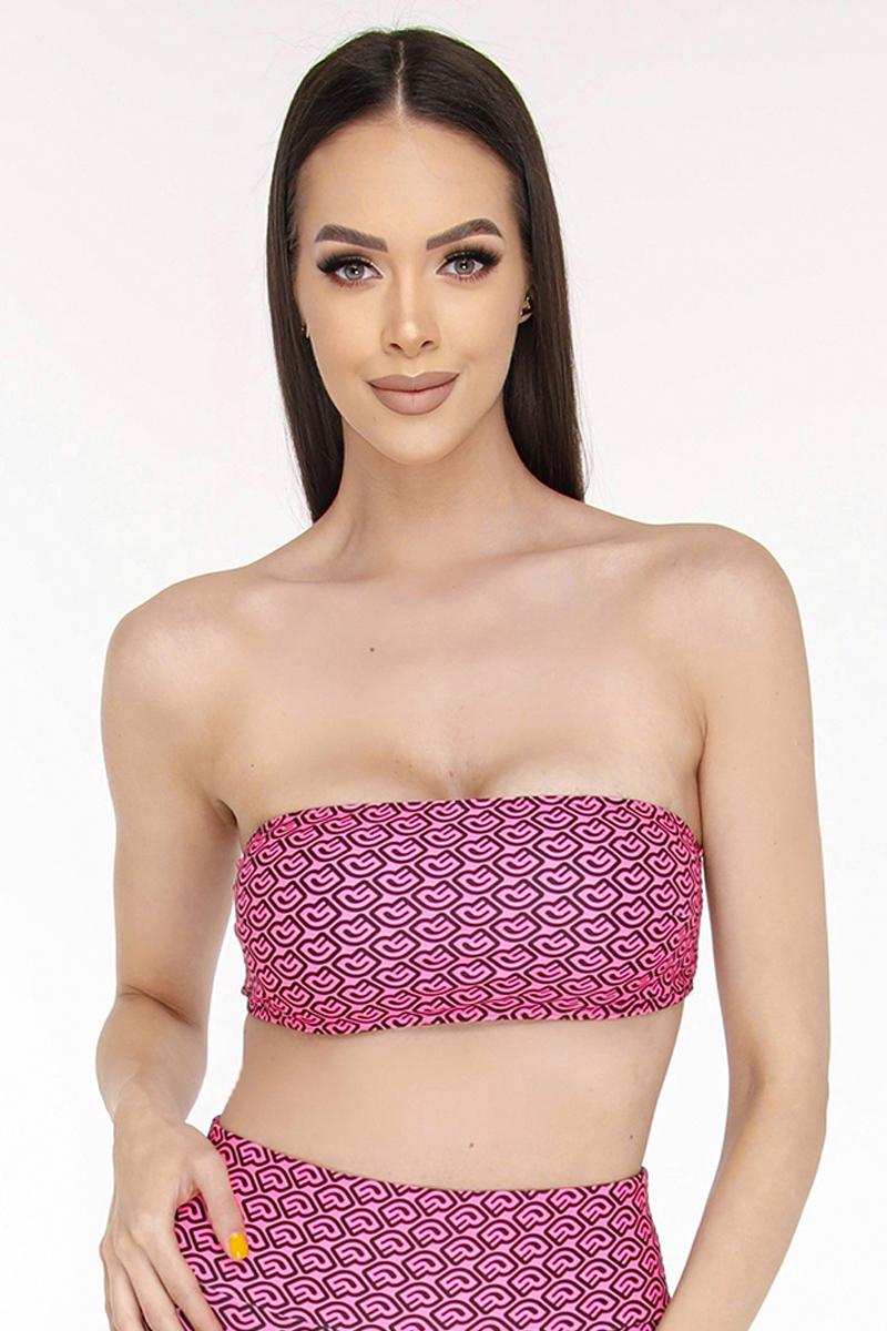 PÁNT NÉLKÜLI BIKINI FELSŐ,PINK-FEKETE