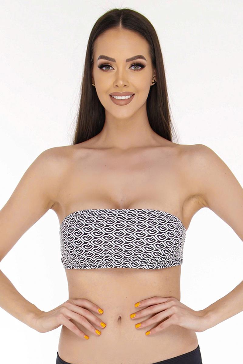 PÁNT NÉLKÜLI BIKINI FELSŐ,FEKETE-FEHÉR